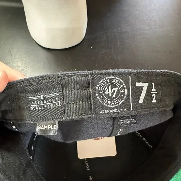 NWT Vintage New York Yankees Fitted Hat Size 7.5 MLB ‘47 “Sample” Black - Picture 6 of 8